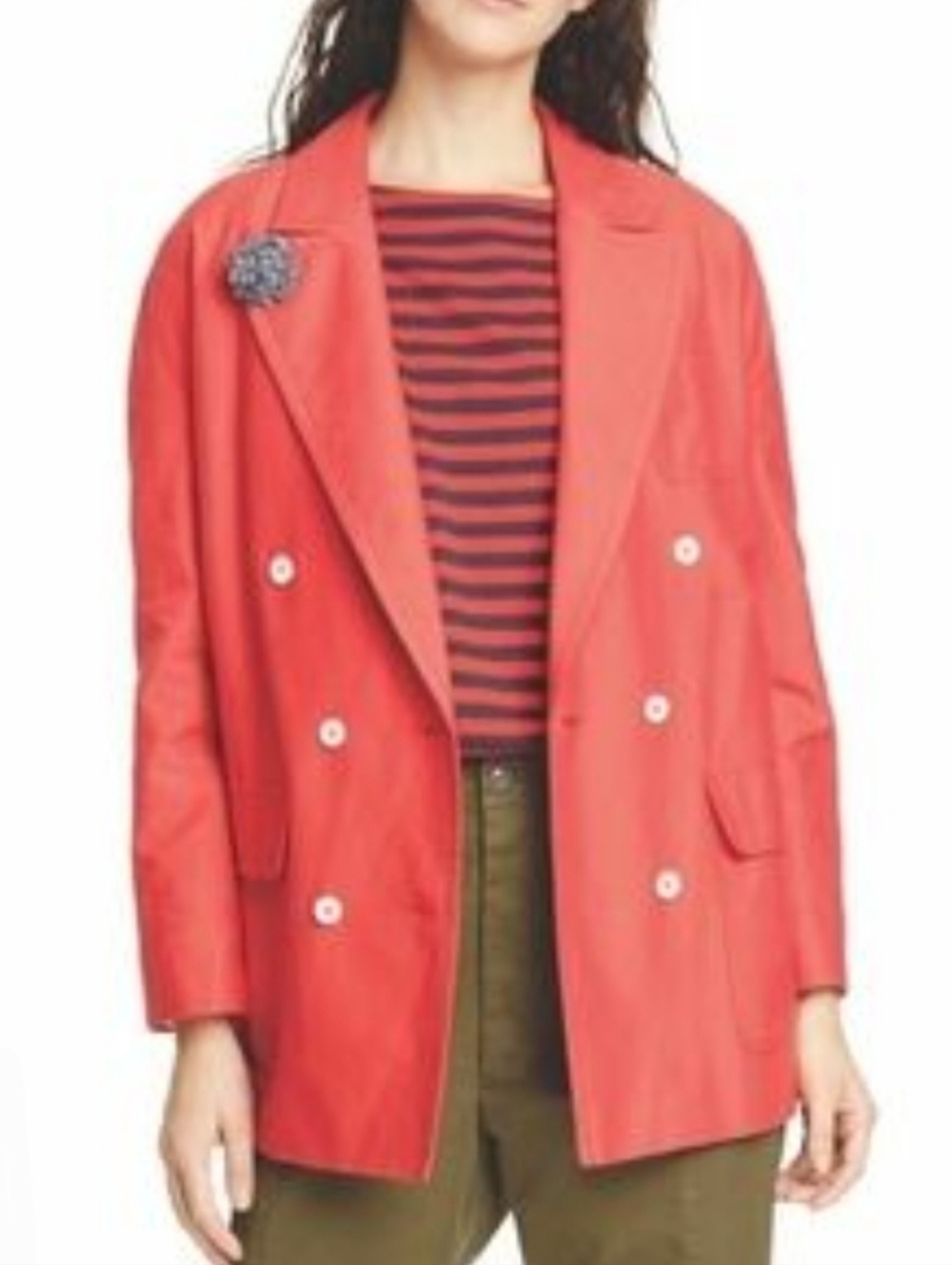 ALEX MILL Double Breasted Oxford Blazer in a vibrant Tomato red Size Small